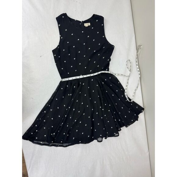 Maison Jules Fit Flare Dress Hearts Print Black Size Medium Retro Twee 50s Dot - Picture 5 of 10